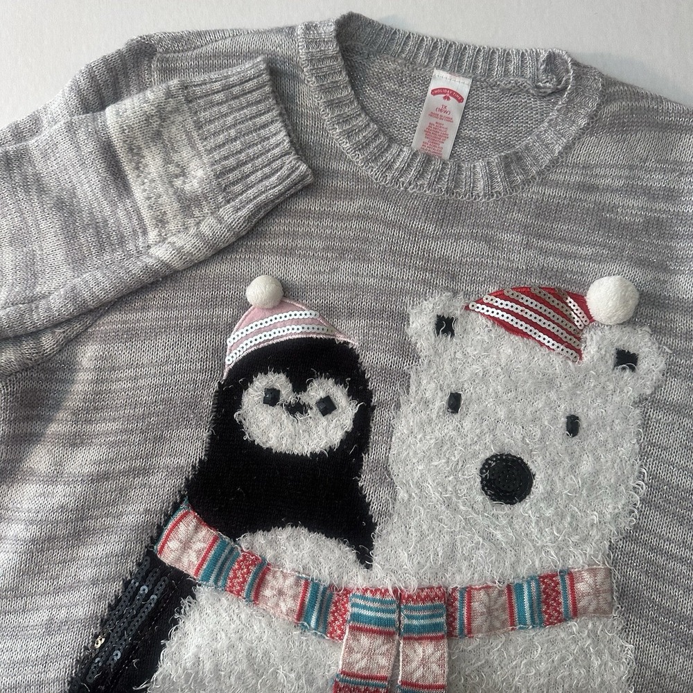 Holiday Time Womens Christmas Sweater Gray Plus Size 1X  16W Long Sleeve Holiday